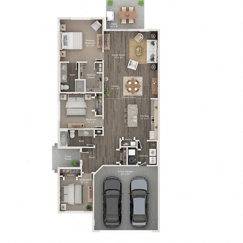 a 3 bedroom floor plan  villas at spring creek