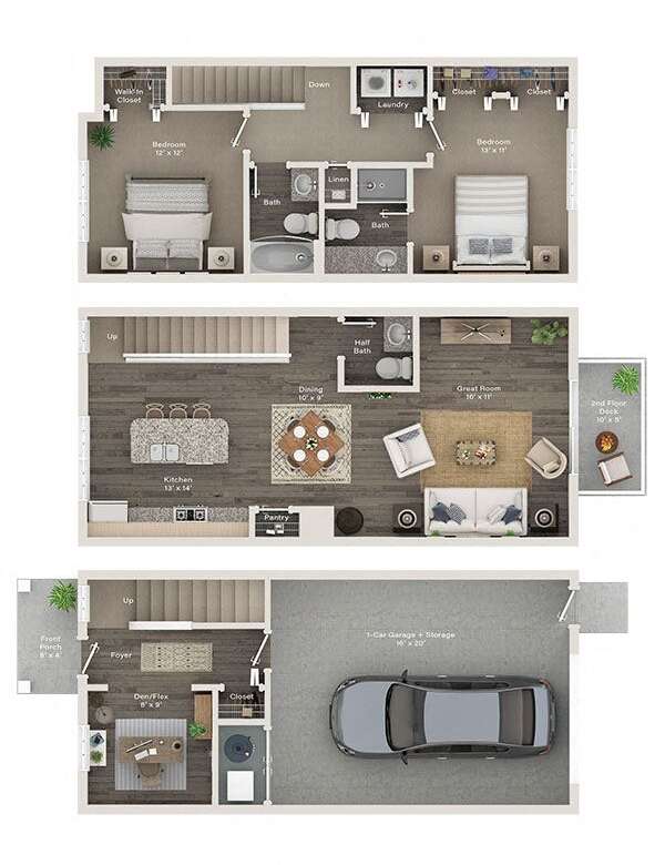 Two Bed Townhouse 1300 sqft.